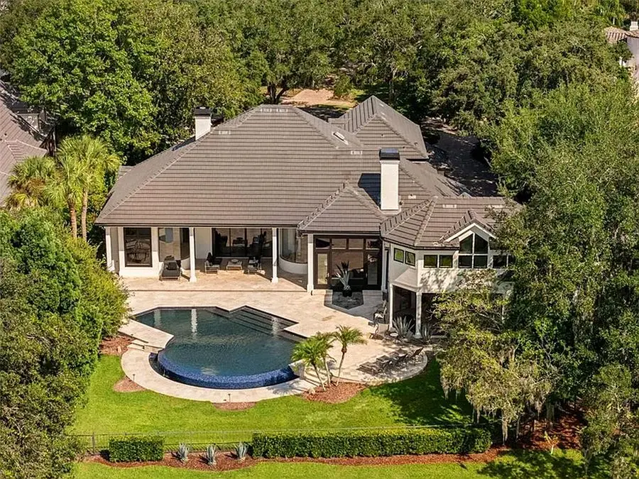Aerial view of Lake Nona area roof after tear-off and dry-in
